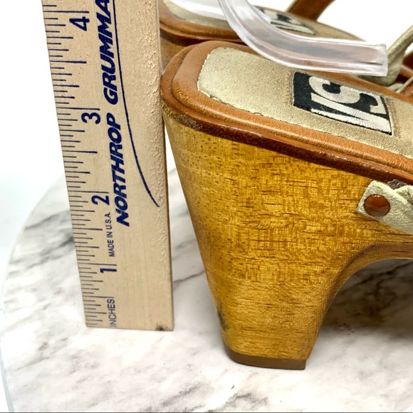VTG Y2K Victorias Secret Allie Square Toe Wood Platform Clog Sandal 8 Bohemian - Picture 15 of 16